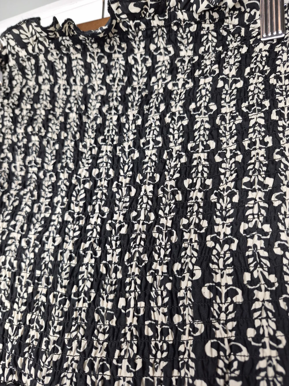 Hint Of Blush Black Strapless Smocked Wide-Leg Jumpsuit with White Pattern XL NW